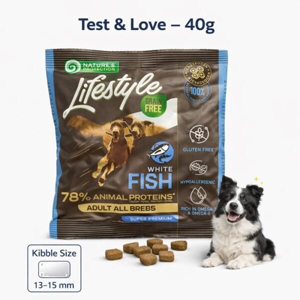 NATURE’S PROTECTION Lifestyl - with White Fish & Antarctic Krill, Adult Dog, MEDIUM KIBBLE, 40 g / 1.5 kg
