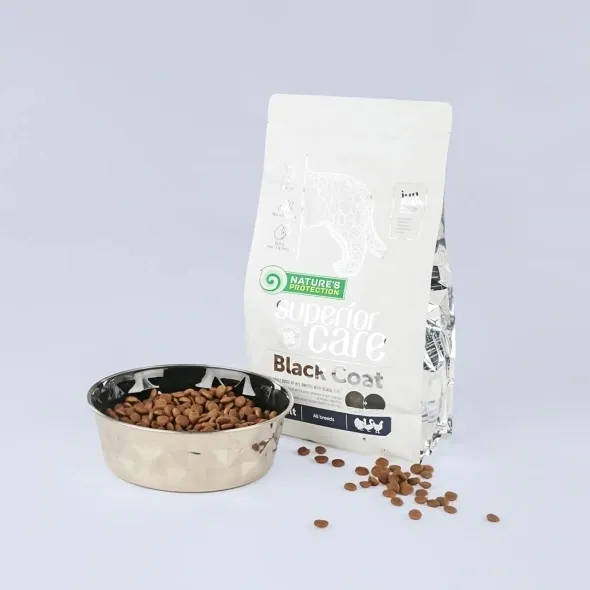 Nature’s Protection allergy dog food with poultry, supporting skin, coat, and digestion in adult dogs with dark coat prone to dermatosis