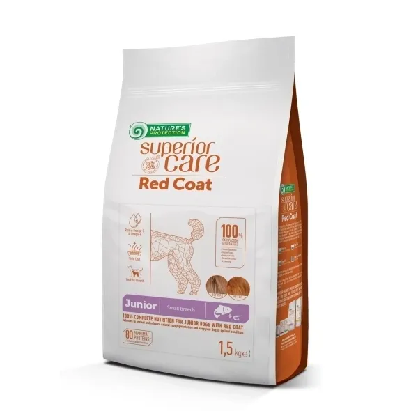 Wheat free puppy food with salmon & krill for small red coat dogs, supporting healthy skin, shiny coat, and growth