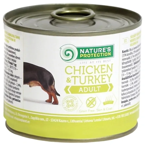 Hypoallergenic dog food with chicken and turkey, grain free wet food for adult dogs