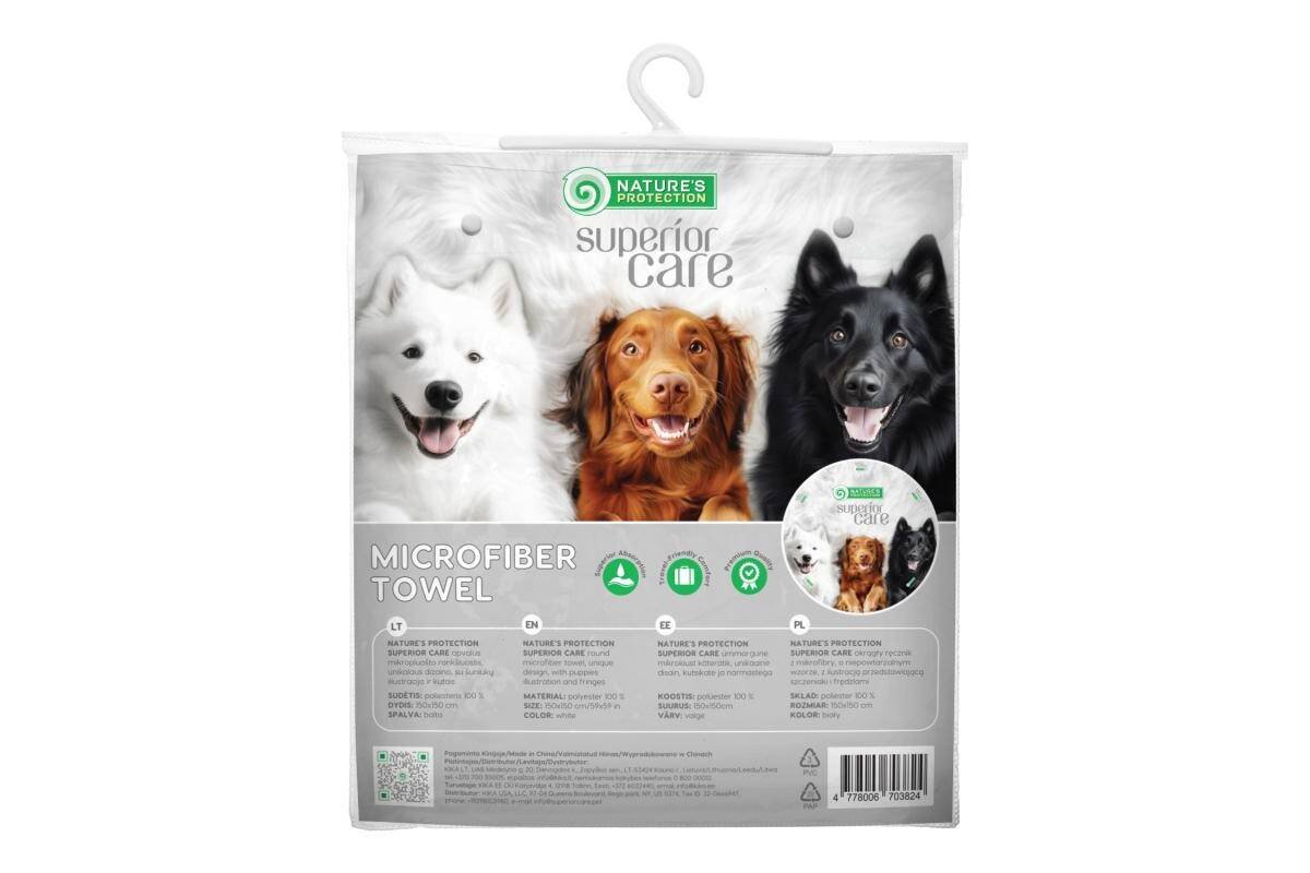 Round Microfibre Towel – Nature’s Protection Design – Three Dogs & Tassels – 150 × 150 cm  ”Dispatch from 28 September.