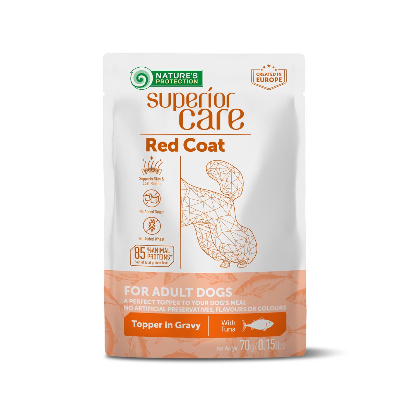 NATURE’S PROTECTION Superior Care – Red Dogs, Topper in Gravy with Tuna, Adult Dog, WET FOOD, 70 g