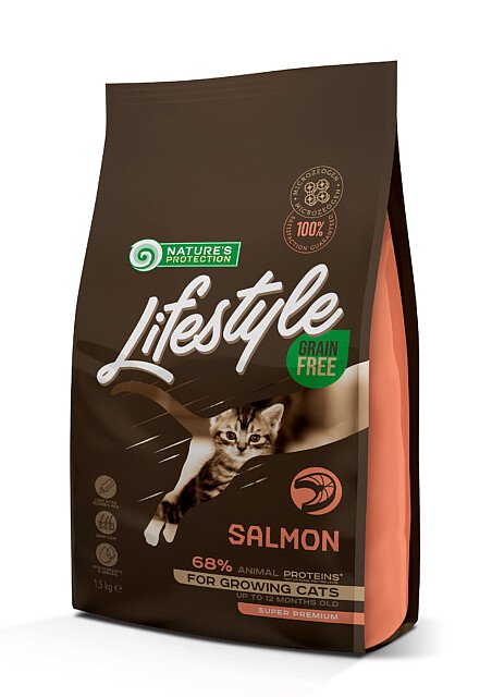 NATURE’S PROTECTION LIFESTYLE – Grain Free – Salmon – Kittens – Dry Food – 400 g / 1.5 kg / 7 kg | Some Sizes Available by Special Order